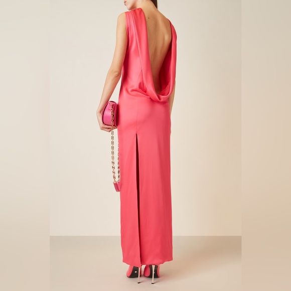 Versace Satin Gown - Draped-Back Maxi Dress — Pink, IT 36 - Picture 6 of 7